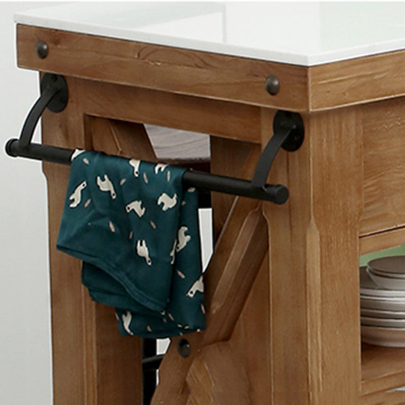 Modern Solid Wood Rectangle Kitchen Island Cart with Casters