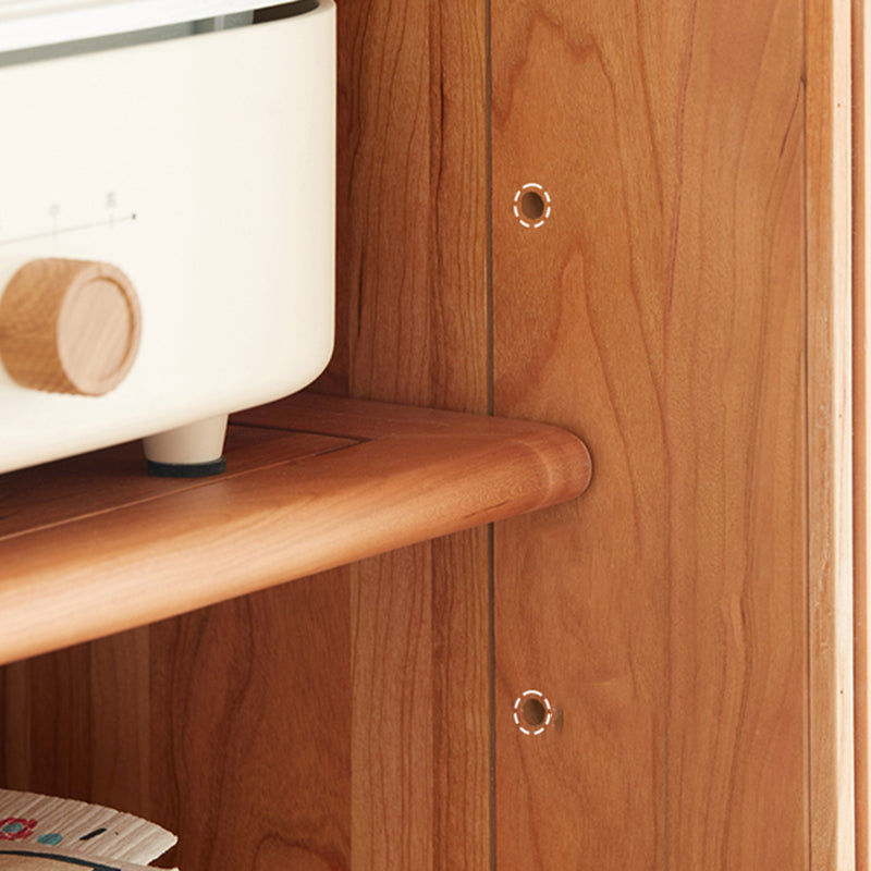 Stone Top Sideboard Modern Cherry Wood with Glass Door in Teak