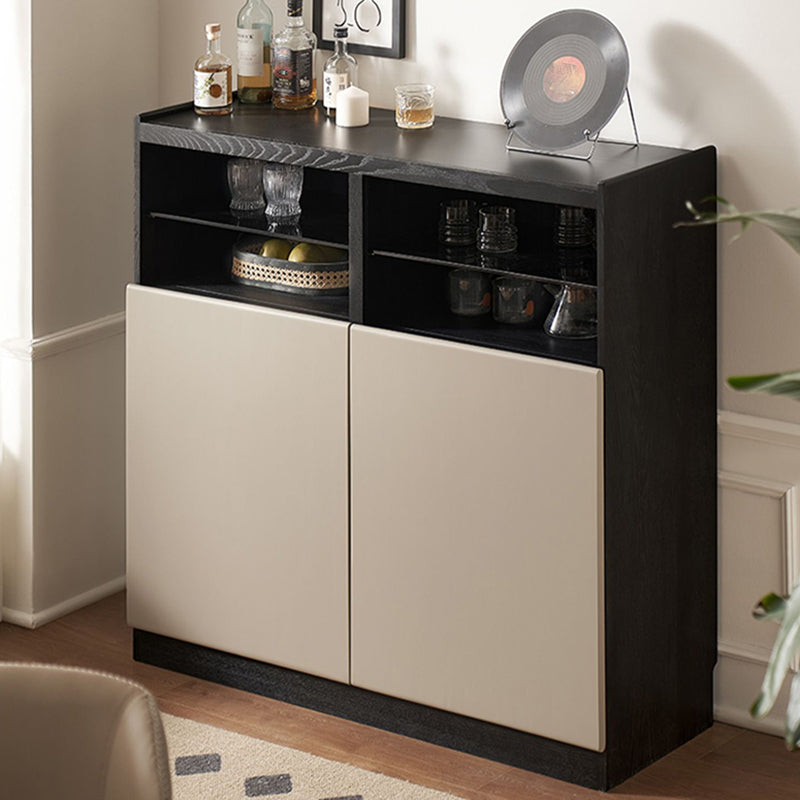 Stone Top Sideboard Modern Style Solid Wood with Adjustable Shelving