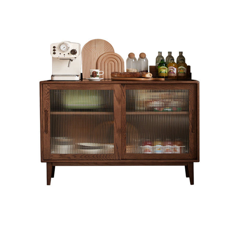 Modern Style Espresso Sideboard Solid Wood with Sliding Door