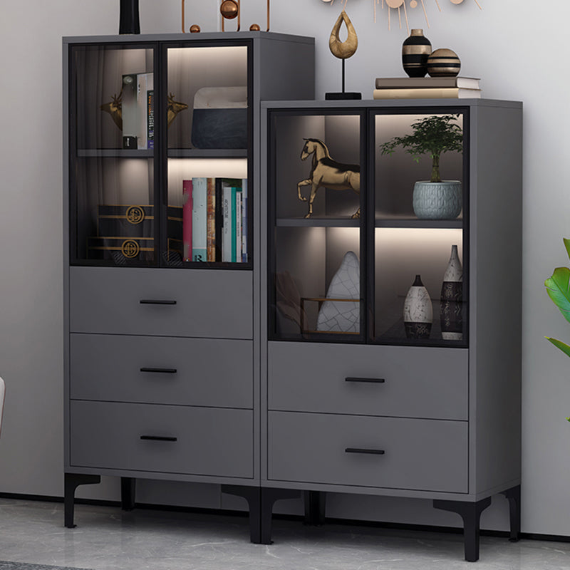 2 Glass Door Wooden Curio Cabinet without Lighting for Living Room