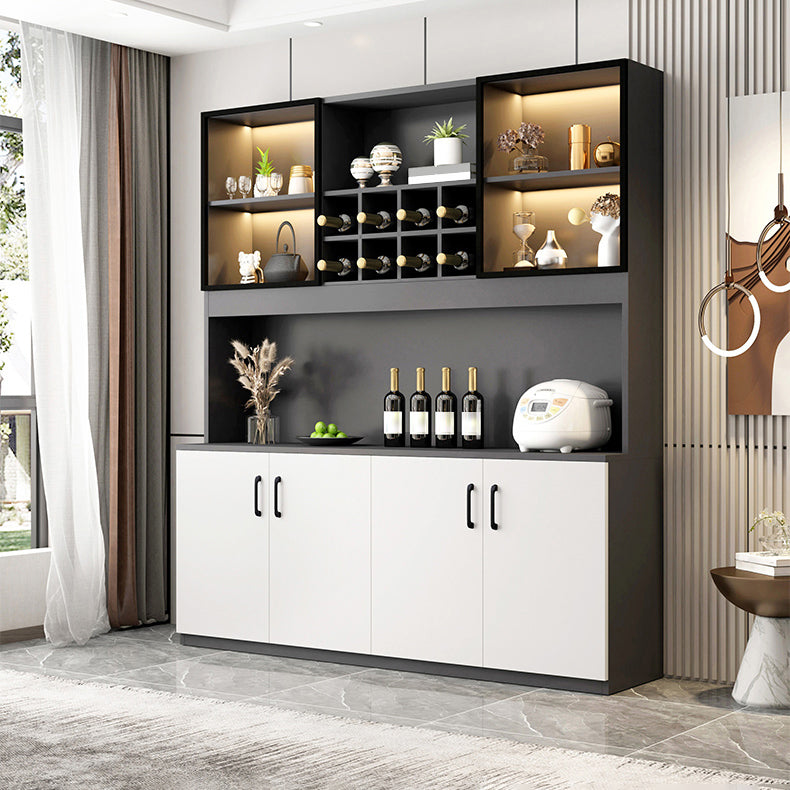 Manufactured Wood Modern Bottle Holder Floor Glass Door with Storage Shelves