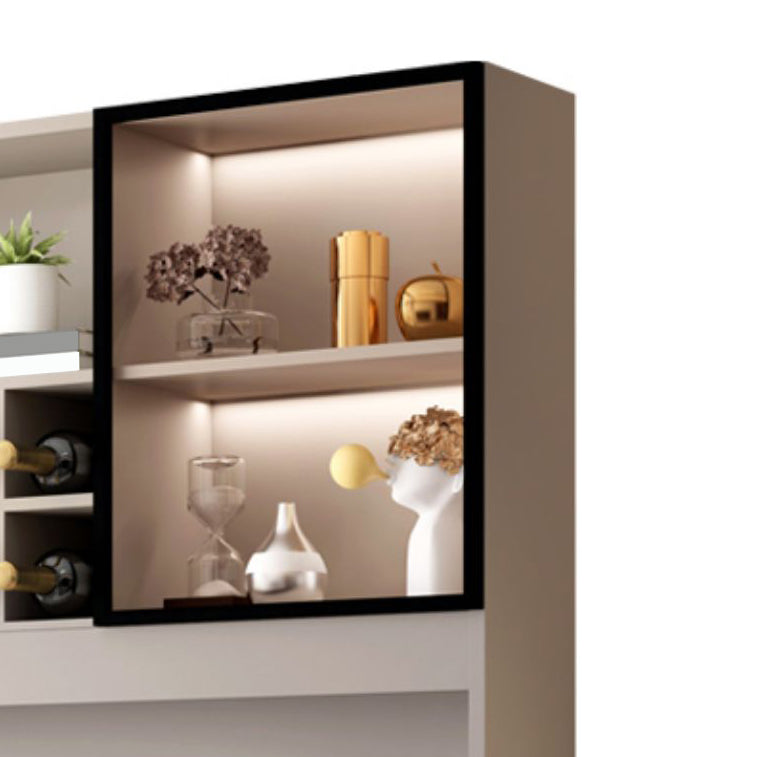 Manufactured Wood Modern Bottle Holder Floor Glass Door with Storage Shelves