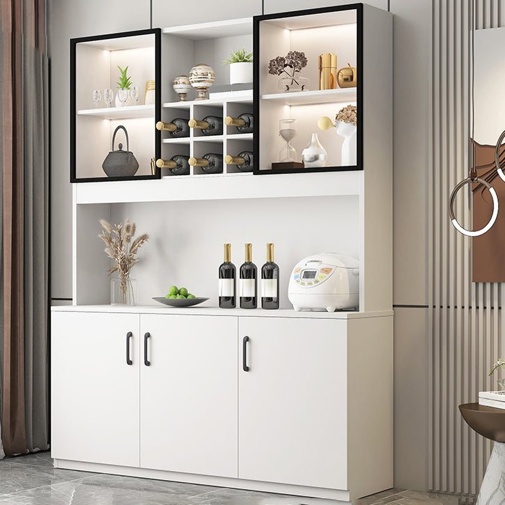 Manufactured Wood Modern Bottle Holder Floor Glass Door with Storage Shelves