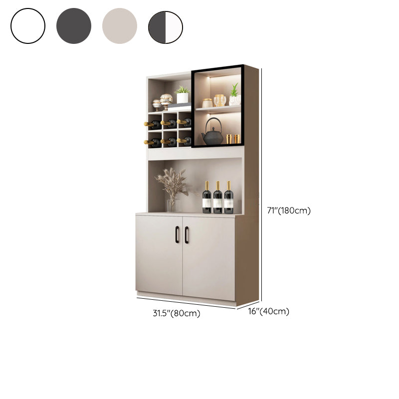 Manufactured Wood Modern Bottle Holder Floor Glass Door with Storage Shelves