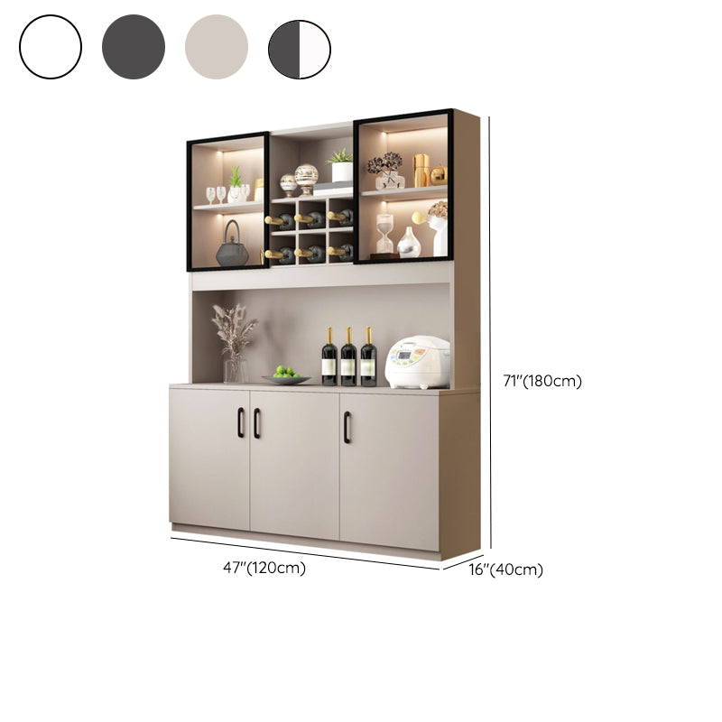 Manufactured Wood Modern Bottle Holder Floor Glass Door with Storage Shelves