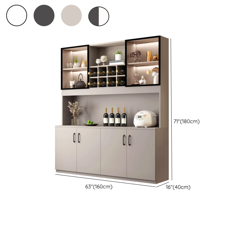 Manufactured Wood Modern Bottle Holder Floor Glass Door with Storage Shelves