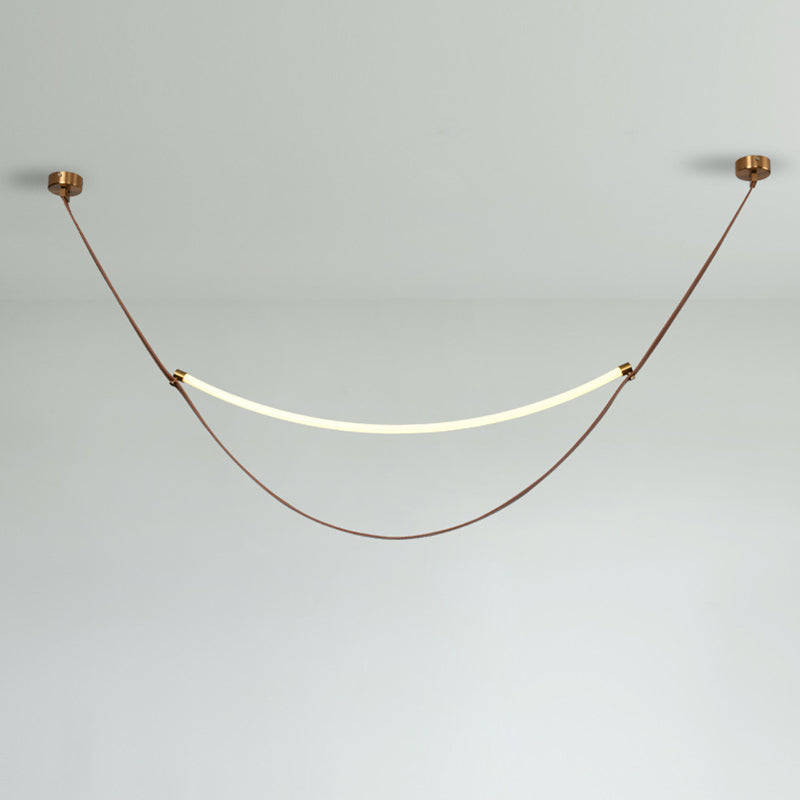 Modern Leather LED Hanging Pendant Lights in Brown for Dining Room