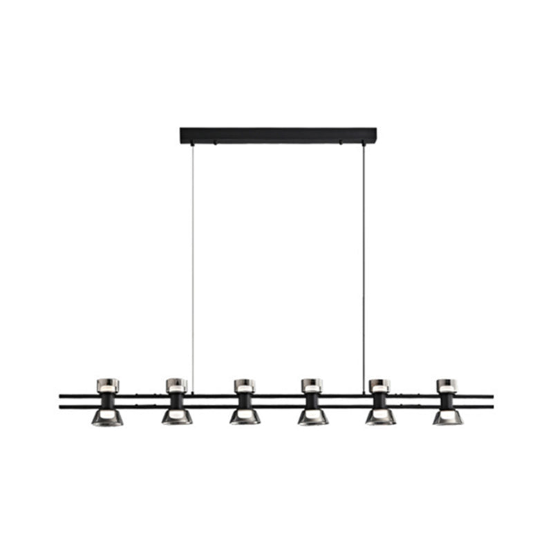 Contemporary Glass LED Hanging Pendant Lights in Black for Dining Room