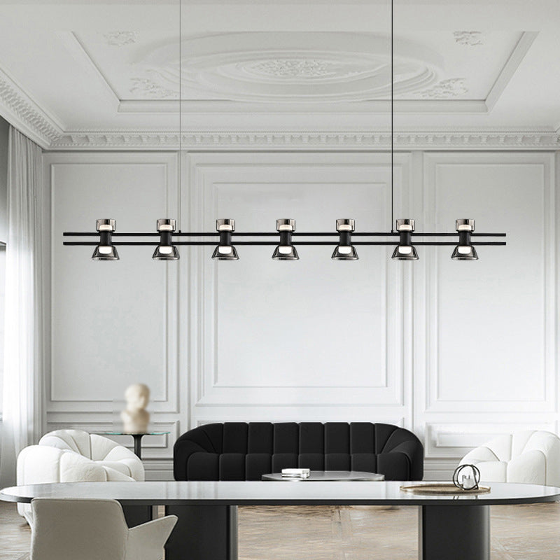 Contemporary Glass LED Hanging Pendant Lights in Black for Dining Room