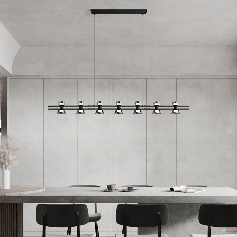 Contemporary Glass LED Hanging Pendant Lights in Black for Dining Room