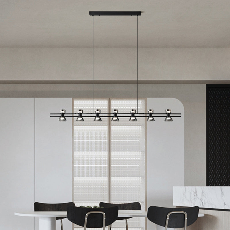 Contemporary Glass LED Hanging Pendant Lights in Black for Dining Room