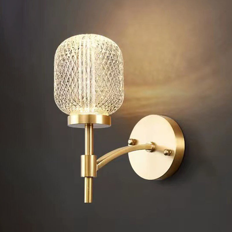 Contemporary Single Golden Wall Mounted Sconce Glass Shaded Statement Wall Light