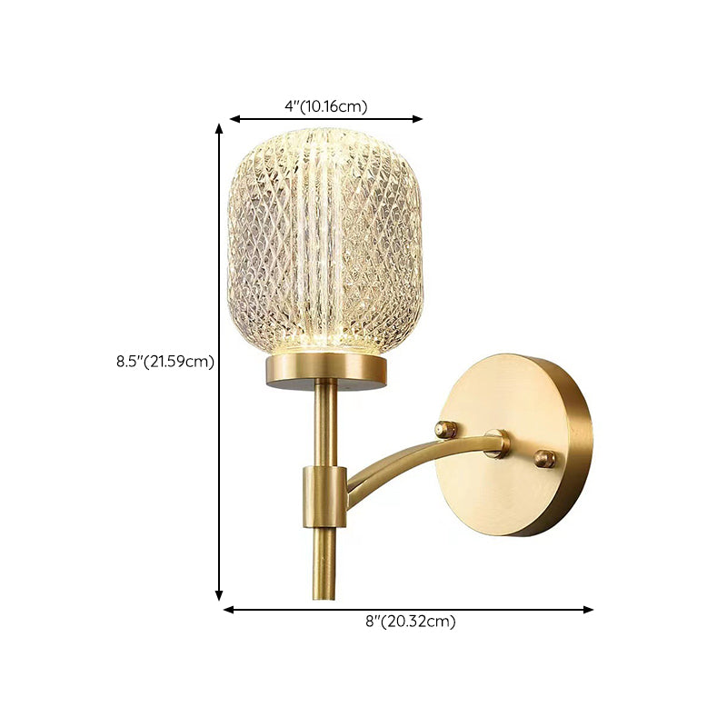 Contemporary Single Golden Wall Mounted Sconce Glass Shaded Statement Wall Light
