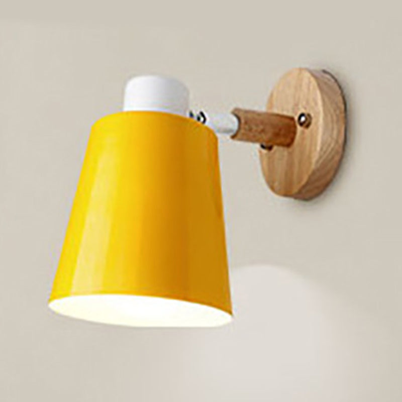Macaron Shaded Lighting Contemporary Wood Wall Light for Room