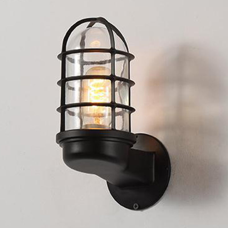 Glass Shaded Lighting Industrial Metallic Wall Light for Foyer