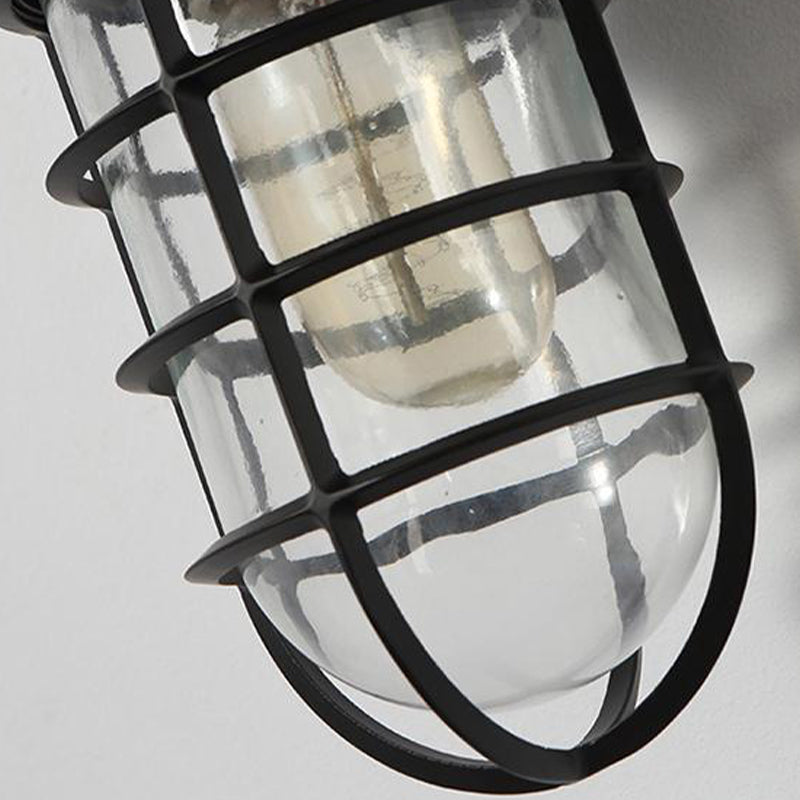 Glass Shaded Lighting Industrial Metallic Wall Light for Foyer