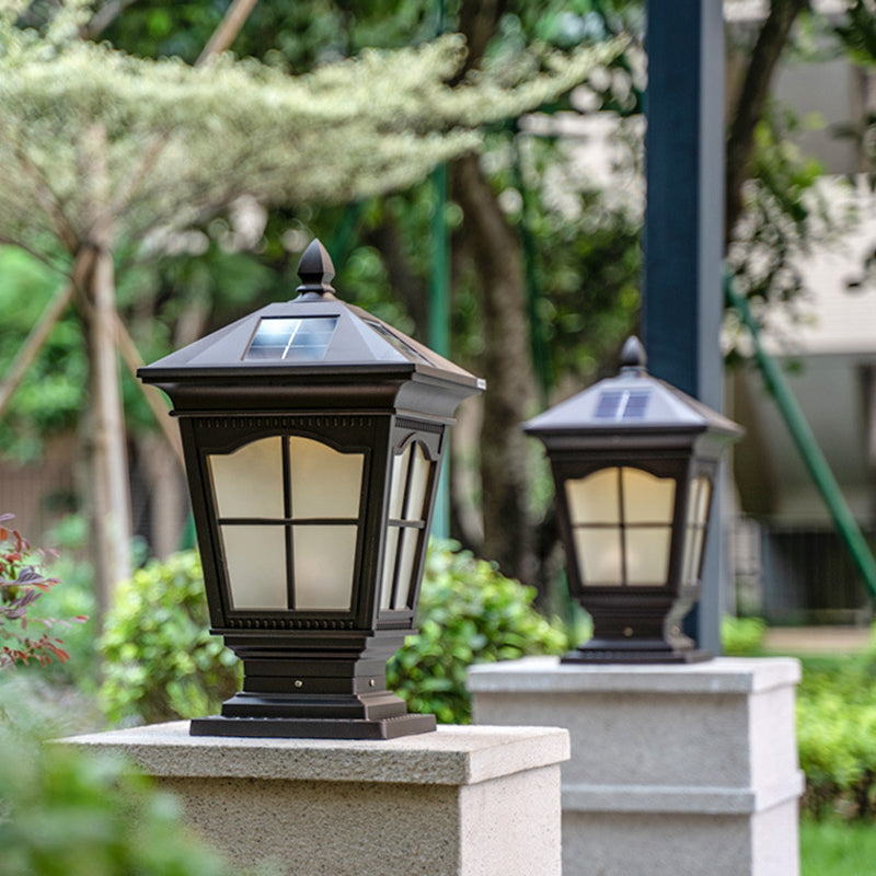 Contemporary Metal Square Shape Outdoor Waterproof Light with Glass Shade