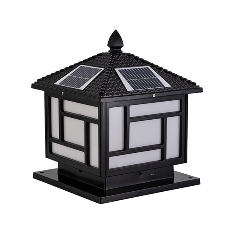 Modern Aluminum Solar Energy Pillar Lamp with Acrylic Shade for Outdoor