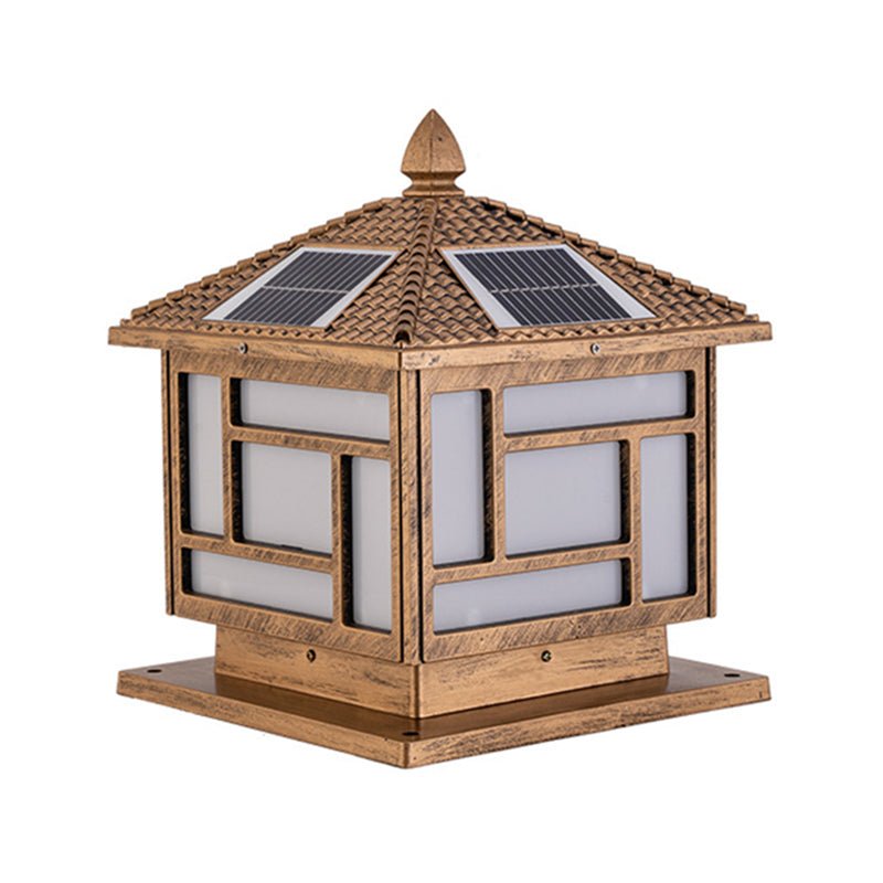 Modern Aluminum Solar Energy Pillar Lamp with Acrylic Shade for Outdoor