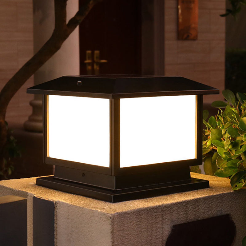 Postmodern Minimalist LED Solar Lighting Fixture with Acrylic Shade for Garden