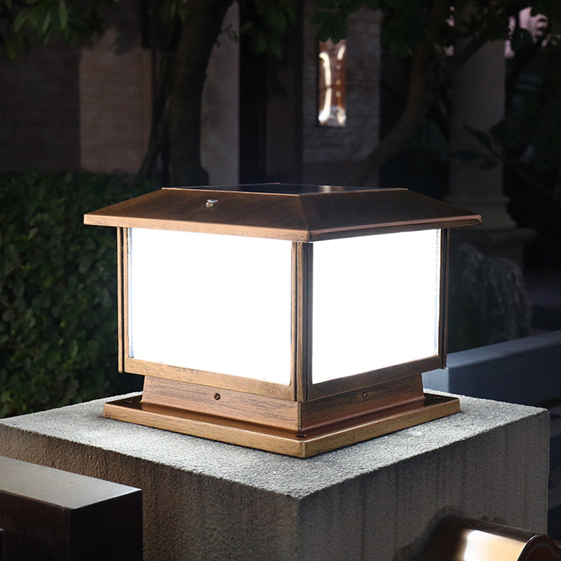 Postmodern Minimalist LED Solar Lighting Fixture with Acrylic Shade for Garden