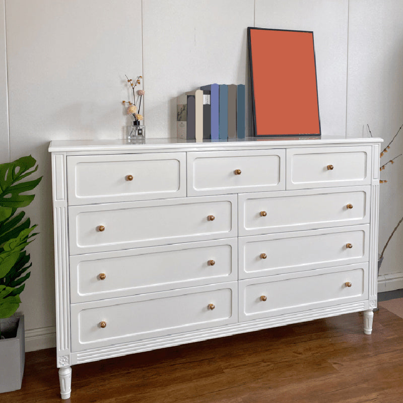 Glam White Horizontal Storage Chest with Soft-Close Drawers for Home