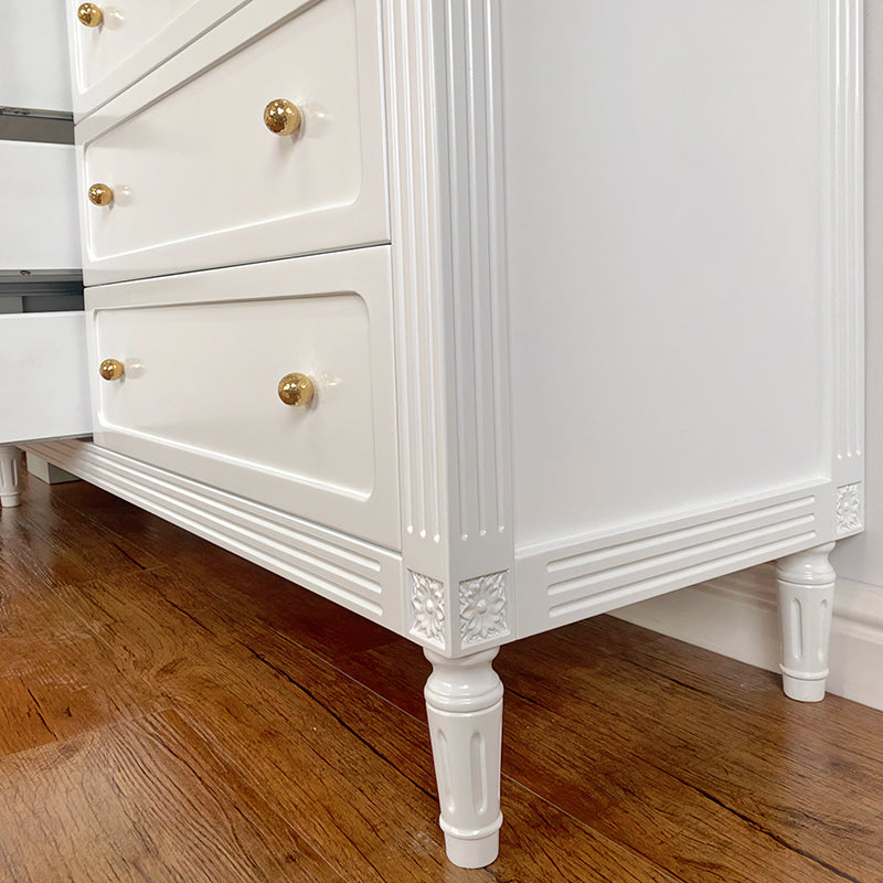 Glam White Horizontal Storage Chest with Soft-Close Drawers for Home