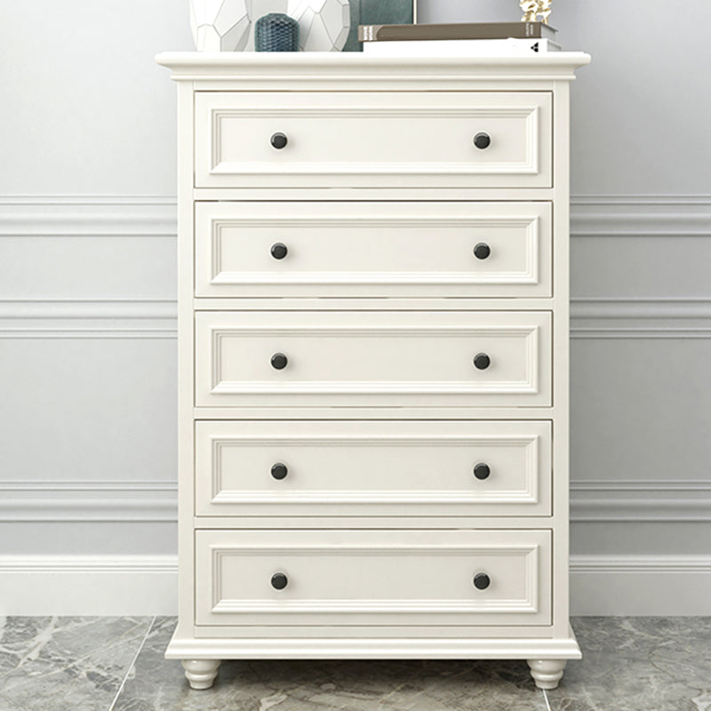 Modern White Vertical Wood Storage Chest with Drawers for Home