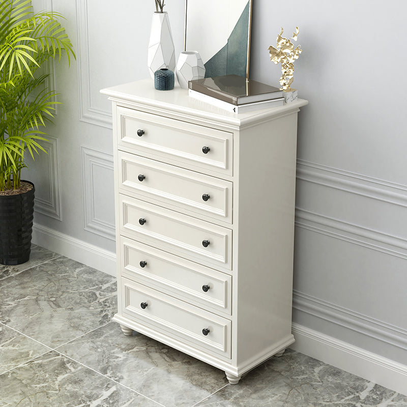 Modern White Vertical Wood Storage Chest with Drawers for Home
