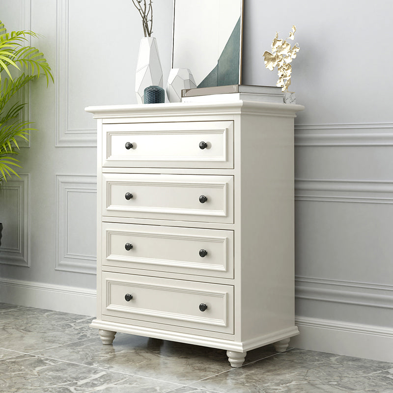 Modern White Vertical Wood Storage Chest with Drawers for Home