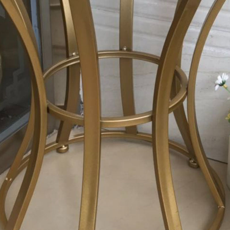 Velvet Ottoman Solid Color Round Metal Frame Fade Resistant Modern Ottoman