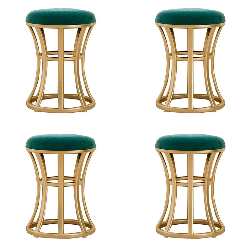 Velvet Ottoman Solid Color Round Metal Frame Fade Resistant Modern Ottoman