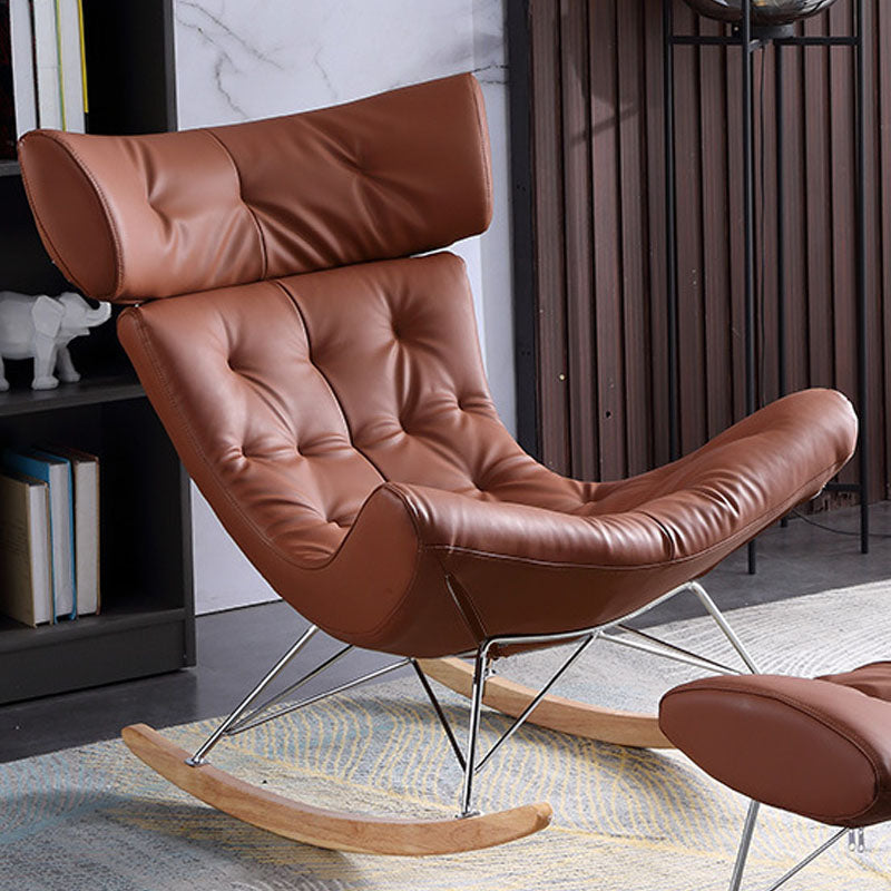 Glam Rocking Chair Upholstered Antique Finish Rocking Accent Chair