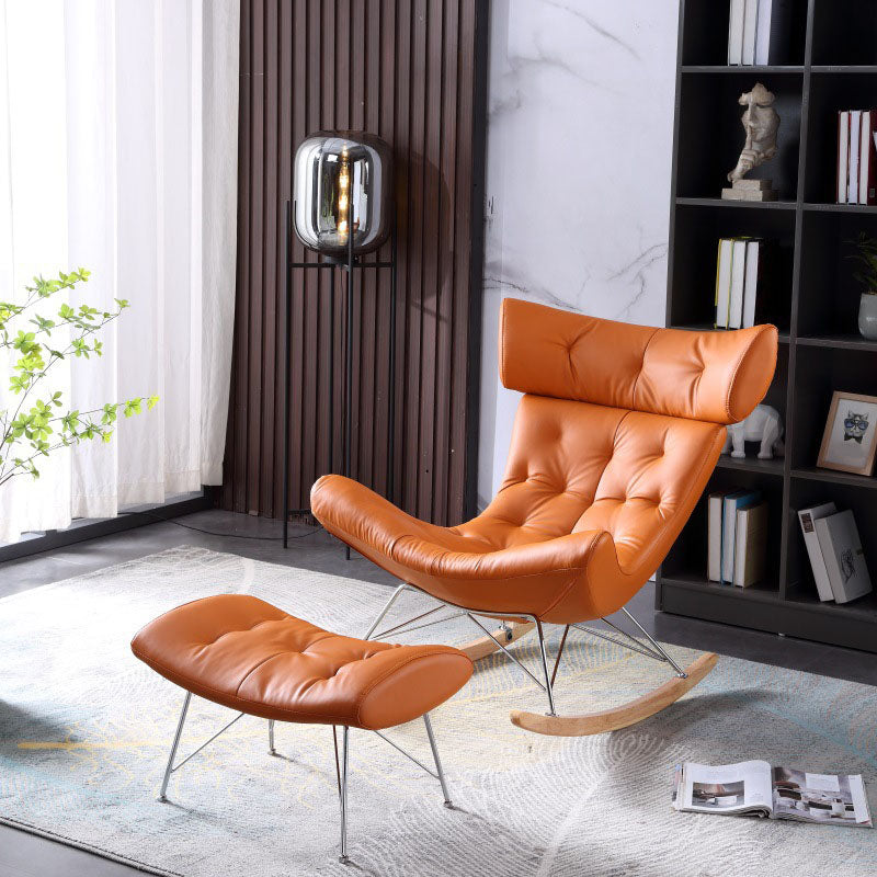 Glam Rocking Chair Upholstered Antique Finish Rocking Accent Chair