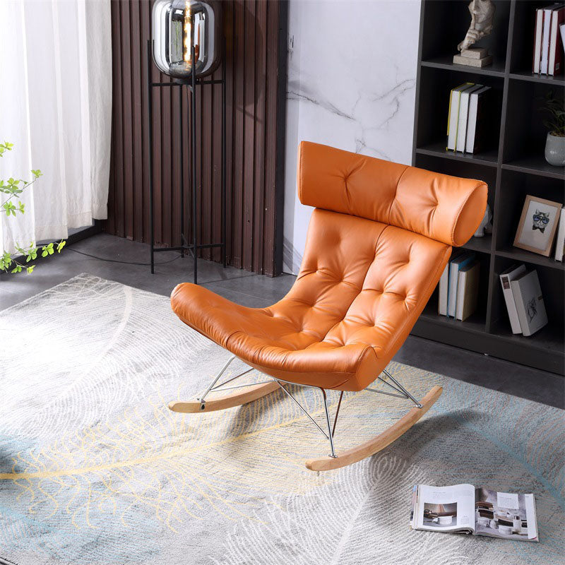 Glam Rocking Chair Upholstered Antique Finish Rocking Accent Chair