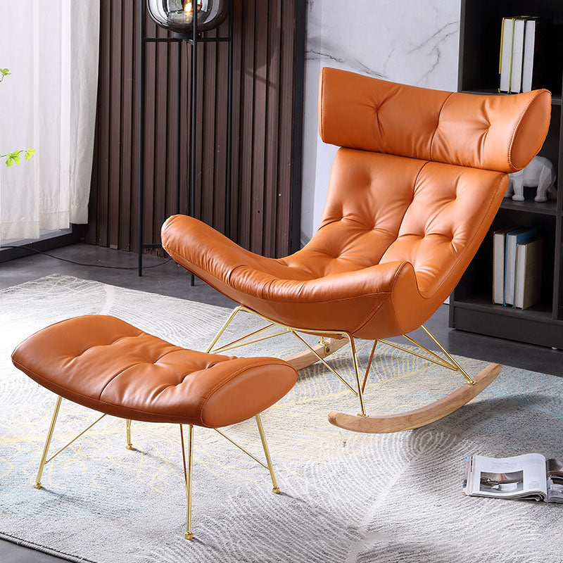 Glam Rocking Chair Upholstered Antique Finish Rocking Accent Chair