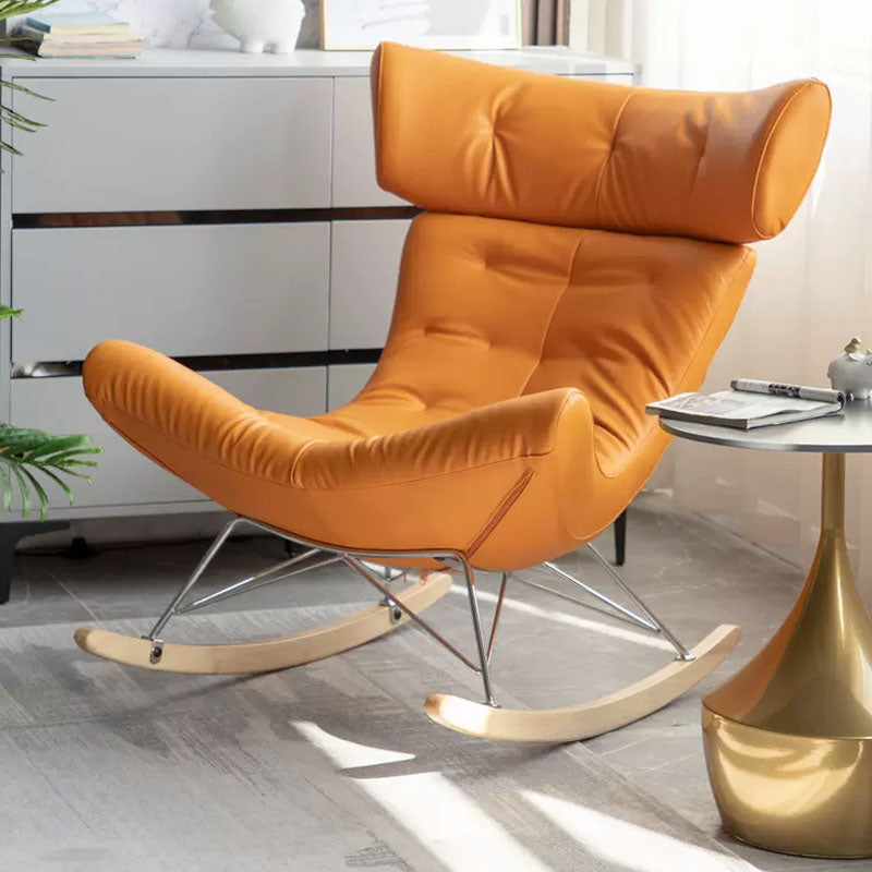 Glam Rocking Chair Upholstered Antique Finish Rocking Accent Chair