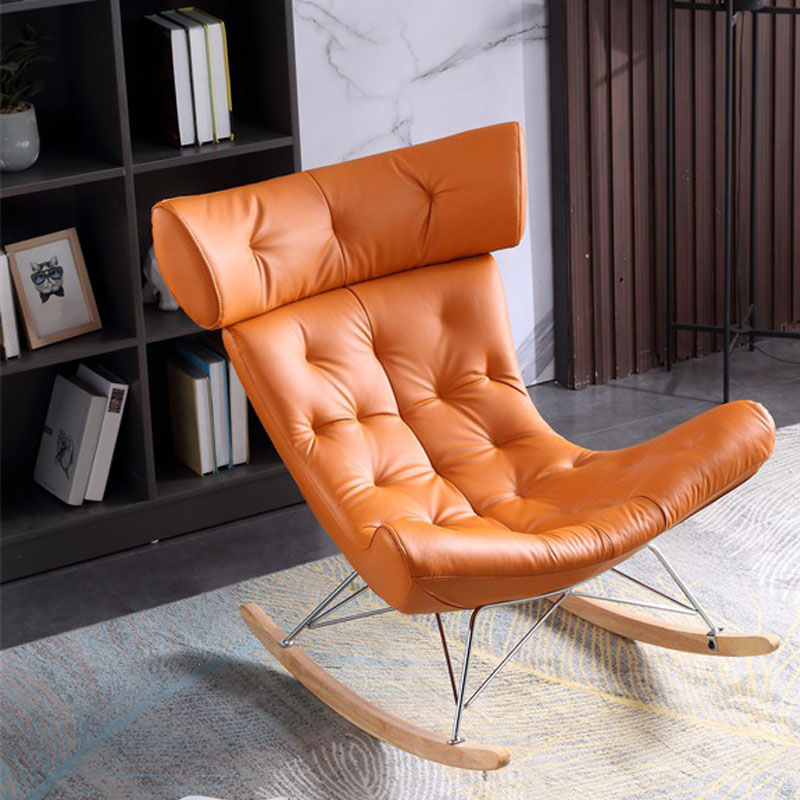 Glam Rocking Chair Upholstered Antique Finish Rocking Accent Chair