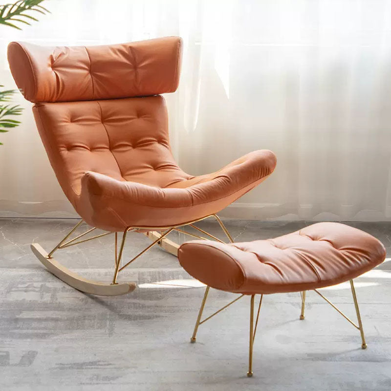 Glam Rocking Chair Upholstered Antique Finish Rocking Accent Chair