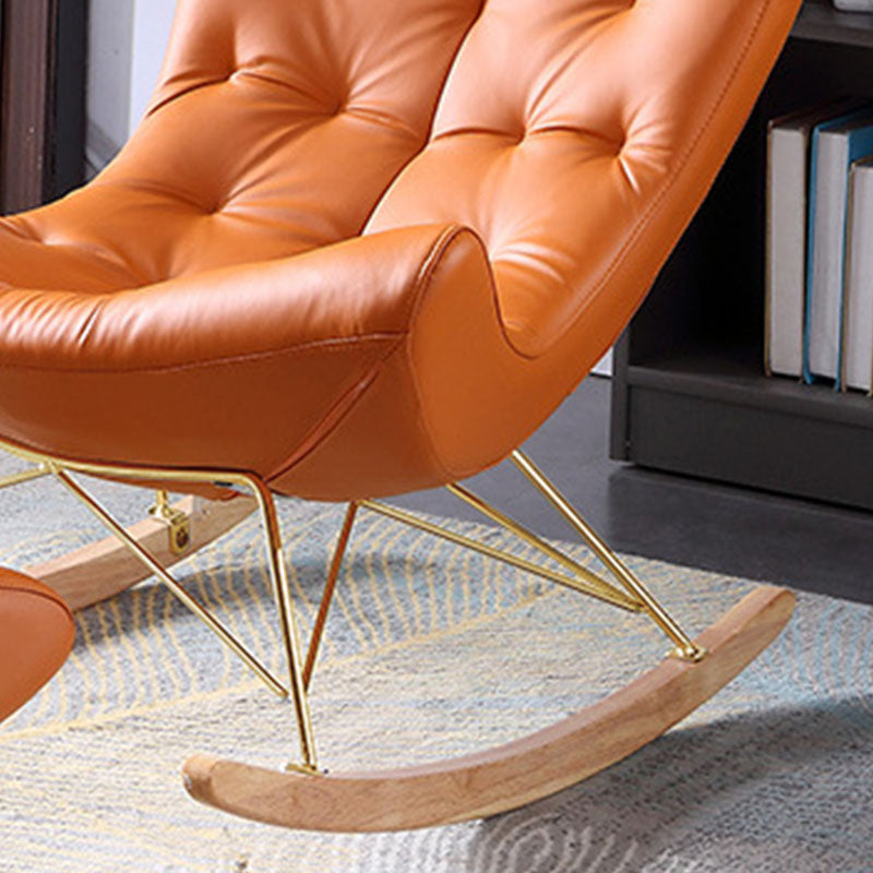 Glam Rocking Chair Upholstered Antique Finish Rocking Accent Chair