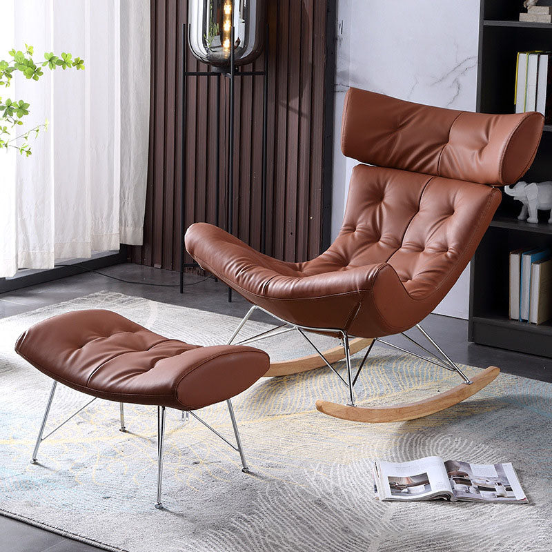 Glam Rocking Chair Upholstered Antique Finish Rocking Accent Chair