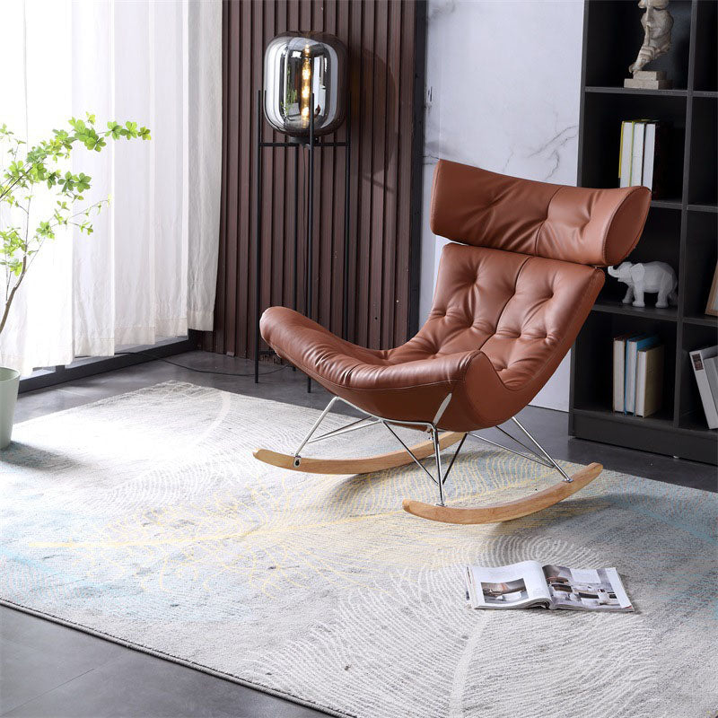 Glam Rocking Chair Upholstered Antique Finish Rocking Accent Chair