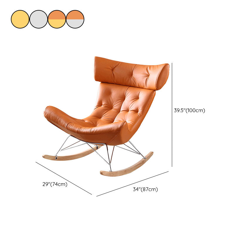 Glam Rocking Chair Upholstered Antique Finish Rocking Accent Chair