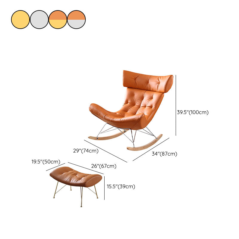 Glam Rocking Chair Upholstered Antique Finish Rocking Accent Chair