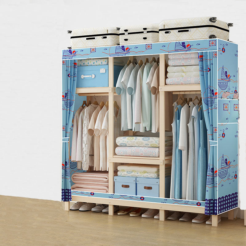 Contemporary Wardrobe Armoire Wood Frame Armoire with Garment Rod for Home