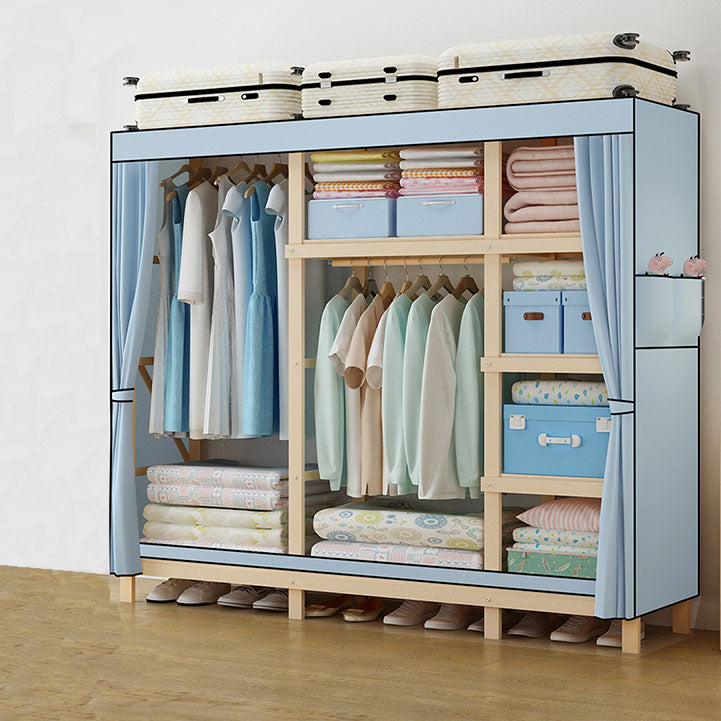 Contemporary Wardrobe Armoire Wood Frame Armoire with Garment Rod for Home