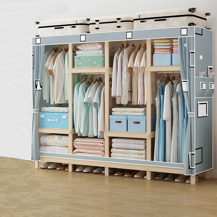 Contemporary Wardrobe Armoire Wood Frame Armoire with Garment Rod for Home