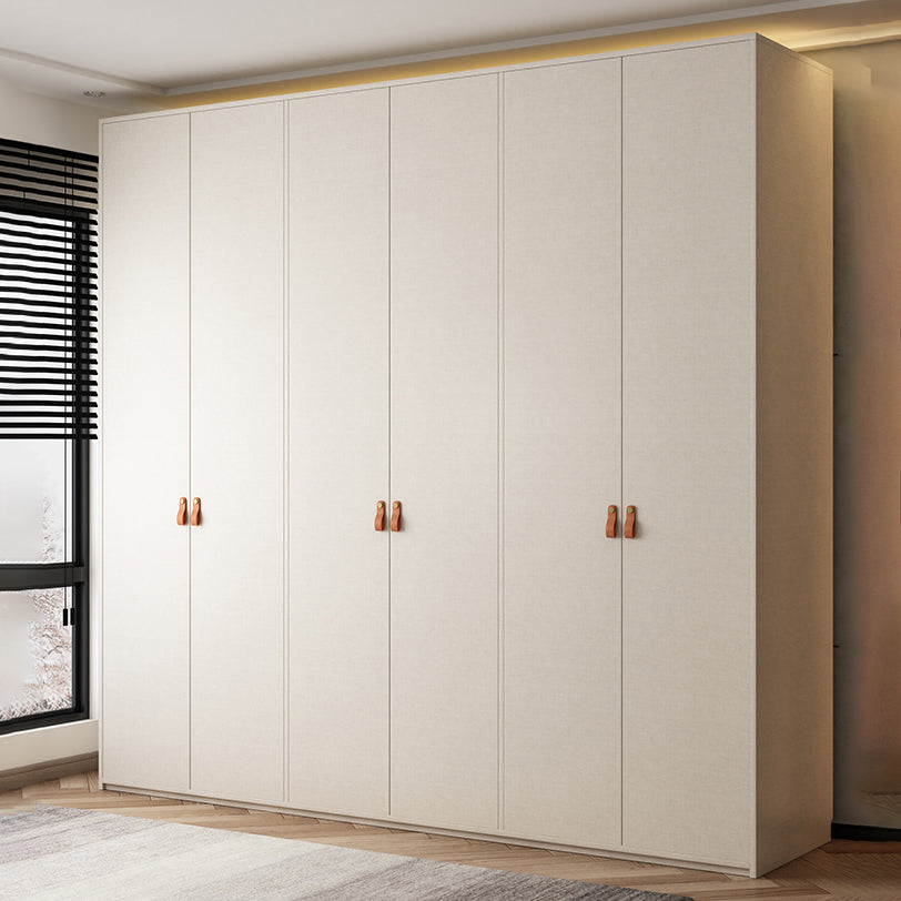 Modern White Wardrobe Cabinet Engineered Wood Wardrobe with Garment Rod