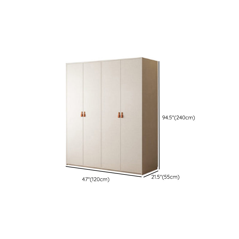 Modern White Wardrobe Cabinet Engineered Wood Wardrobe with Garment Rod